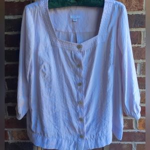 J. Jill light lilac 3/4 sleeve, button-down flowy top